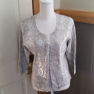 Snake print cardigan with sequin front!